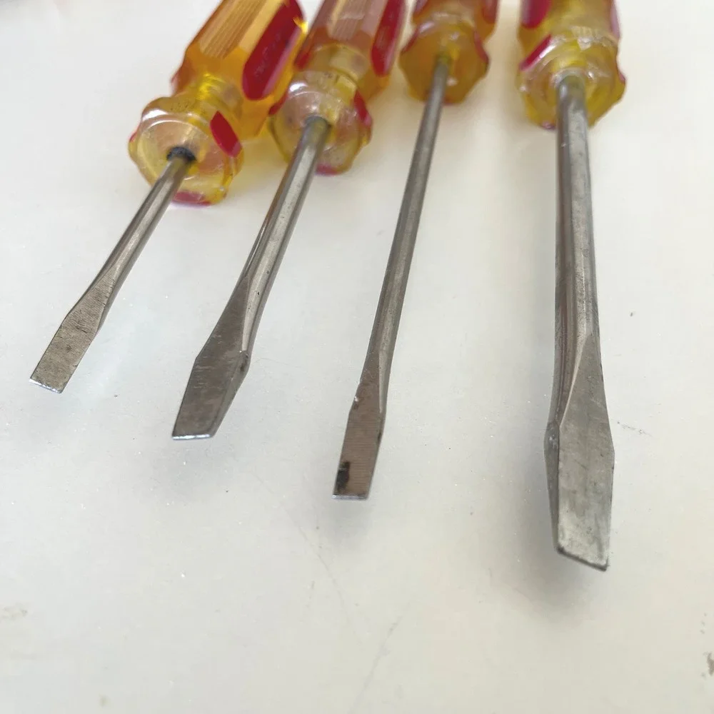 Stanley USA Vintage Screwdriver Set 6pc Amber Red Fluted Handle Flat & Phillips - Picture 6 of 7